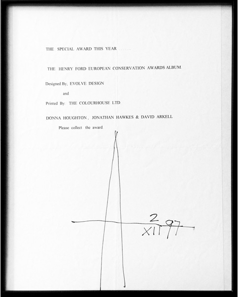 Treasured speach notes from Pentagram's Alan Fletcher after he presented us with a special design award (and his infamous signature)